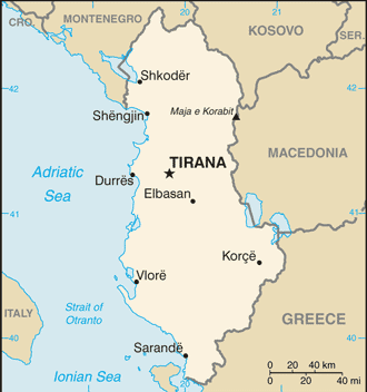 Mapa Albanii