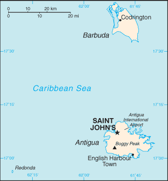 Mapa Antigua i Barbuda