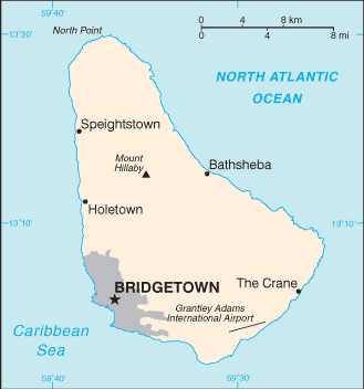 Mapa Barbadosu