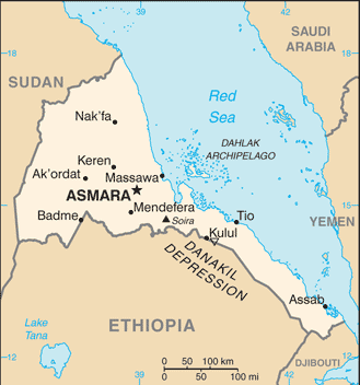 Mapa Erytrea