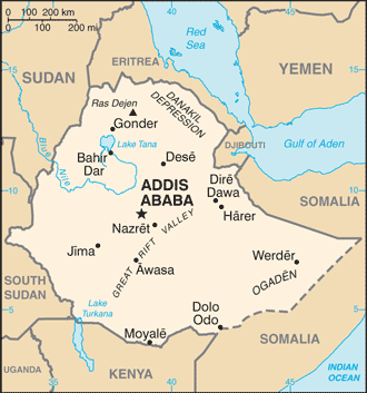 Mapa Etiopii