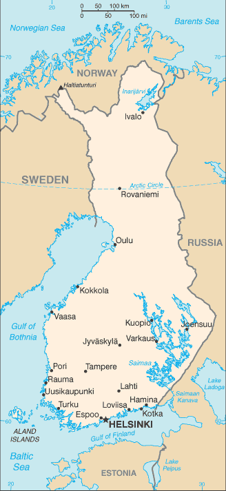 Mapa Finlandia