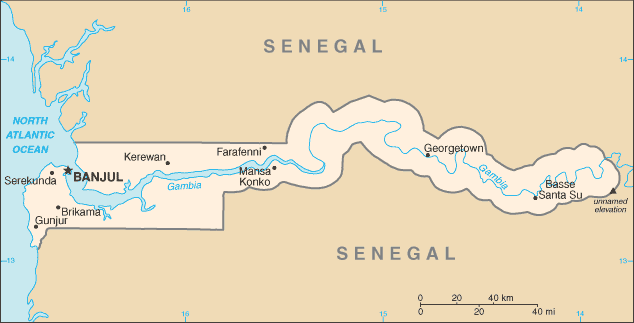 Mapa Gambii