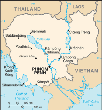Mapa Kambodża