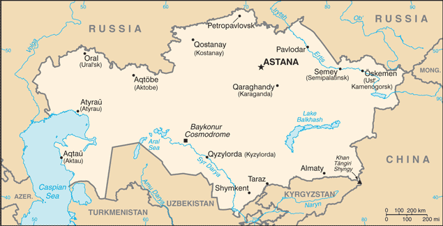 Mapa Kazachstanu