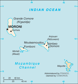 Mapa Komory