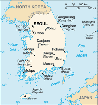 Mapa Korei Południowej