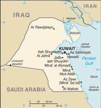 Mapa Kuwejt