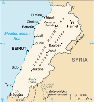 Mapa Libanu