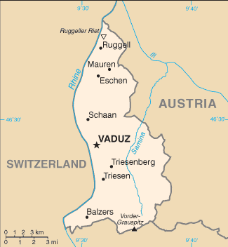 Mapa Liechtenstein