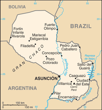 Mapa Paragwaju