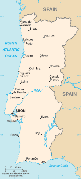 Mapa Portugalii