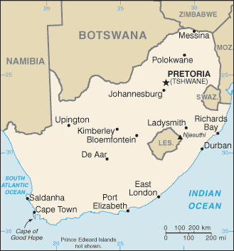 Mapa Republiki Południowej Afryki