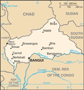 Mapa Republiki Środkowoafrykańskiej