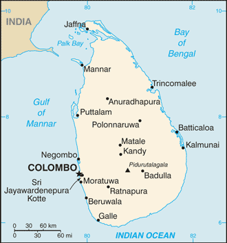 Mapa Srii Lanki