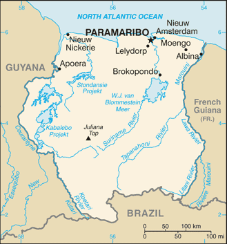 Mapa Surinam