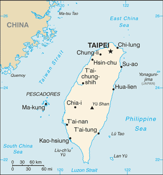 Mapa Tajwanu