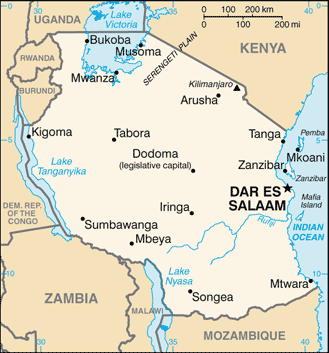 Mapa Tanzanii