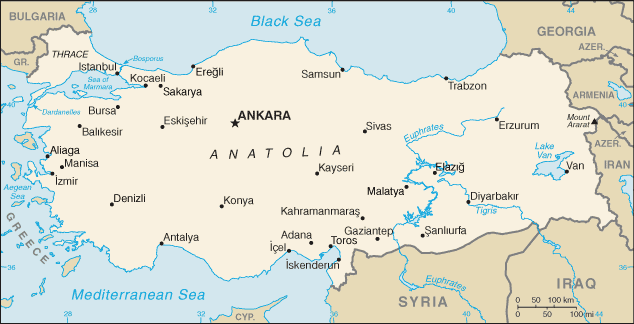 Mapa Turcji