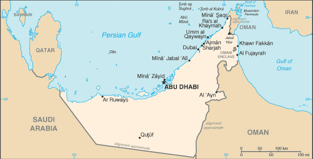 Mapa Zjednoczonych Emiratów Arabskich